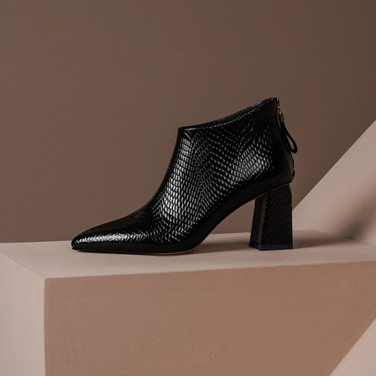 New Pattern Leather Ankle Boots