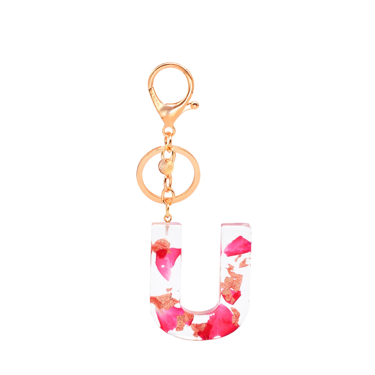 Petal Resin Keychain English Alphabet Pendant