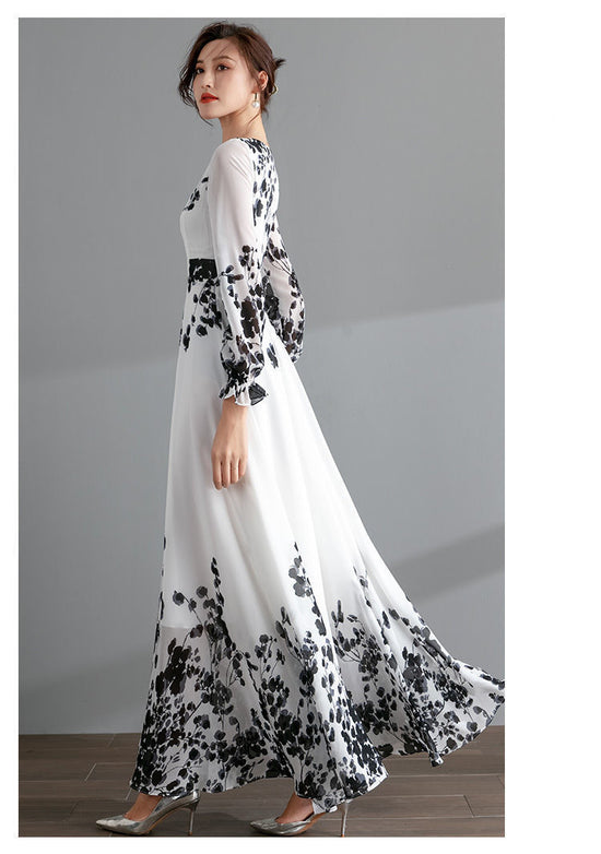 Fashion Ink Painting Chiffon Dress Women