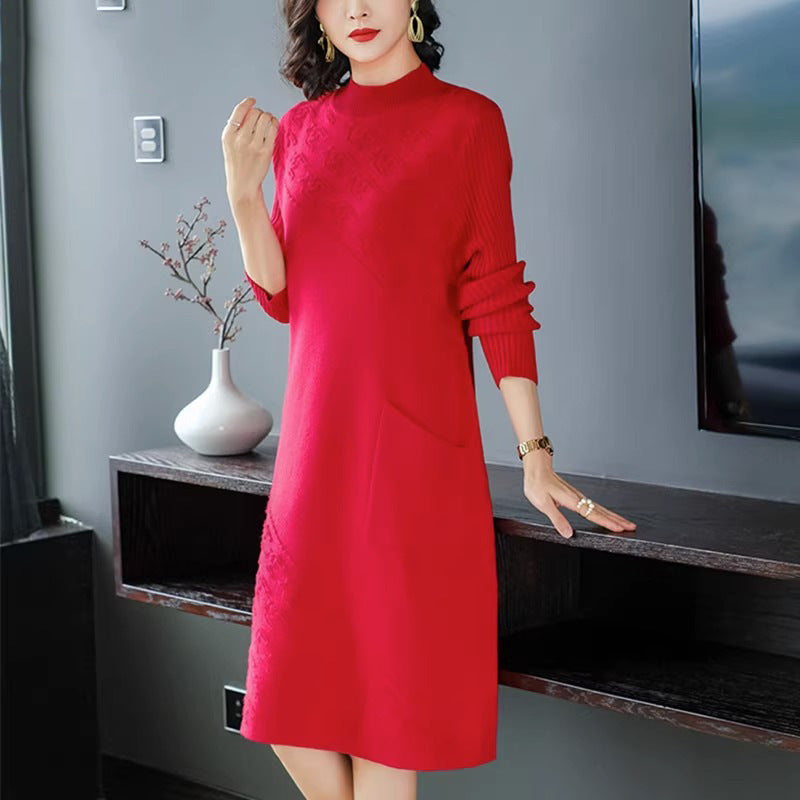 Knitted Dress Women's Bottoming Shirt Inner Wear Woolen Skirt