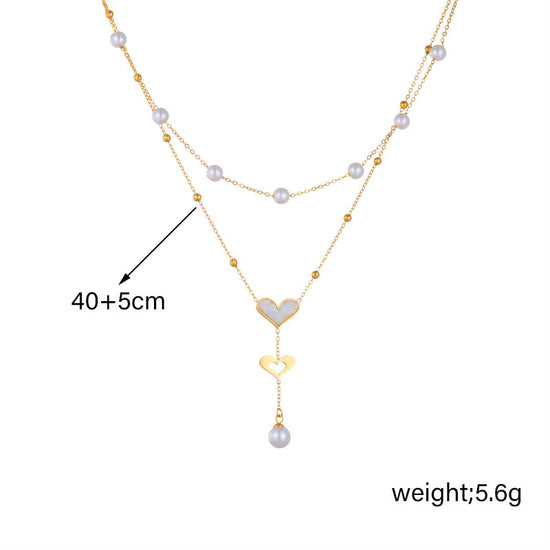Special-interest Retro Double-layer Chain Pearl Butterfly Tassel Pendant Necklace