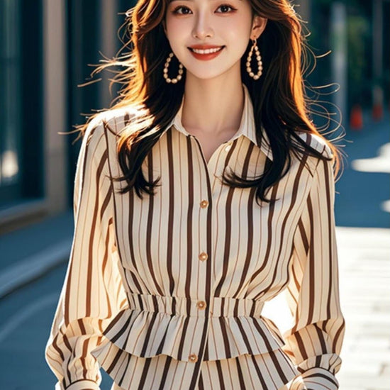 Women's Waist-cinching Stylish Blouse With French High-end Appeal