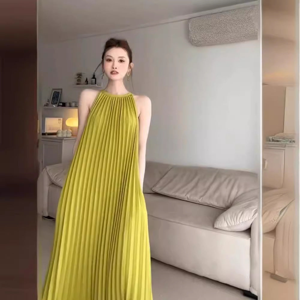 French Sleeveless Halter Dress Women's Summer