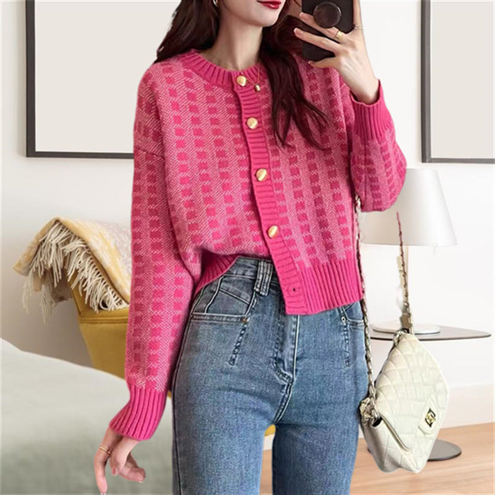 Women's Plaid Loose Knitwear Sweater Coat