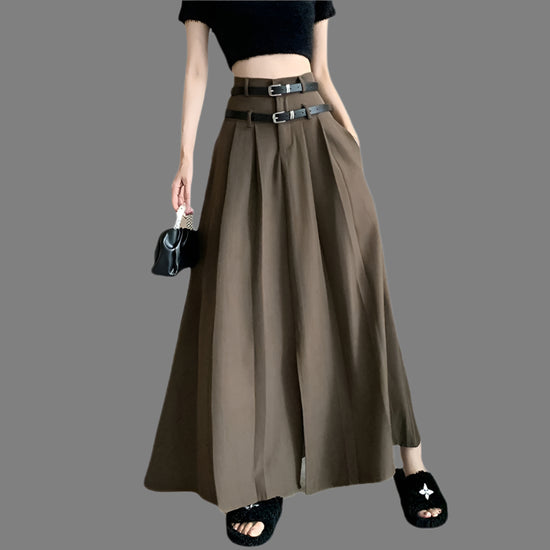 Ladies New High Waist Slimming Pleated Skirt