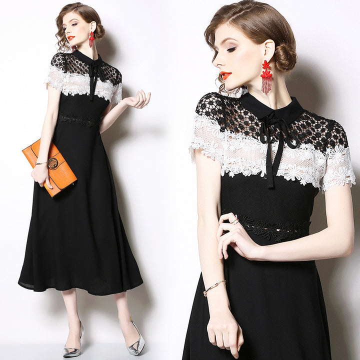 Women's Lace Chiffon Patchwork Fashion Slim Dress