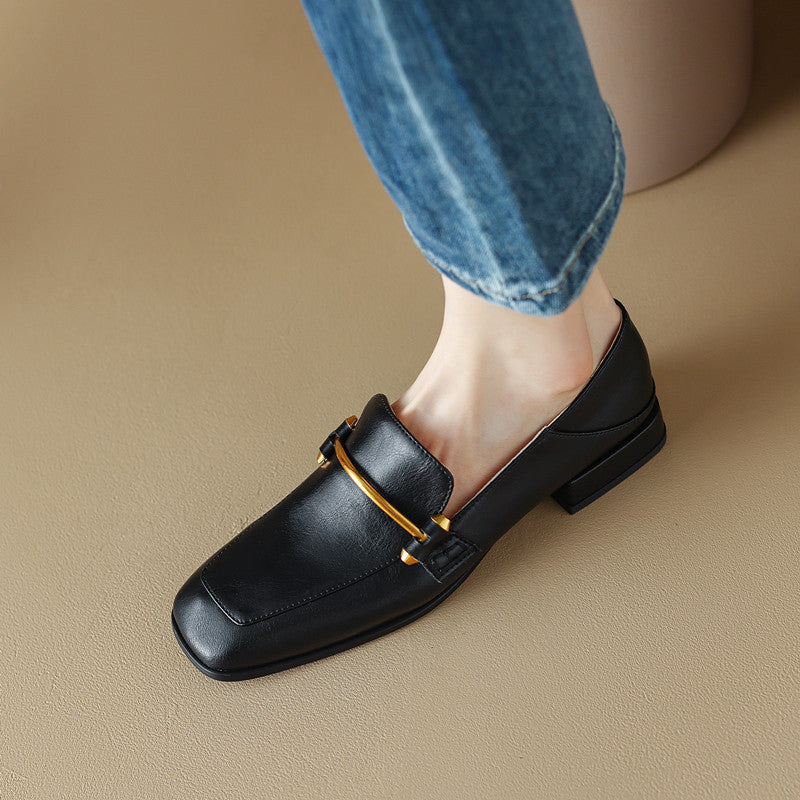 Spring New Thick With Square Head Deep Mouth Four Seasons Single Shoes Female