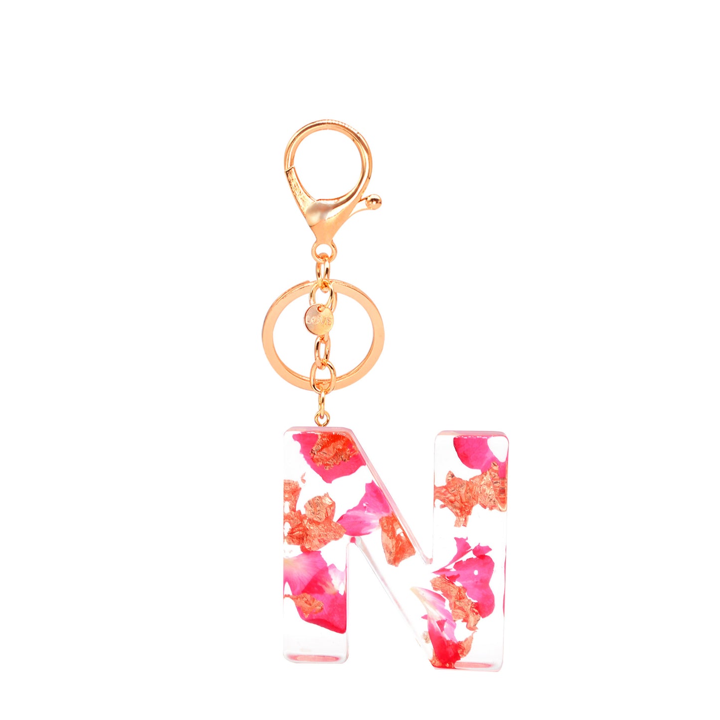 Petal Resin Keychain English Alphabet Pendant