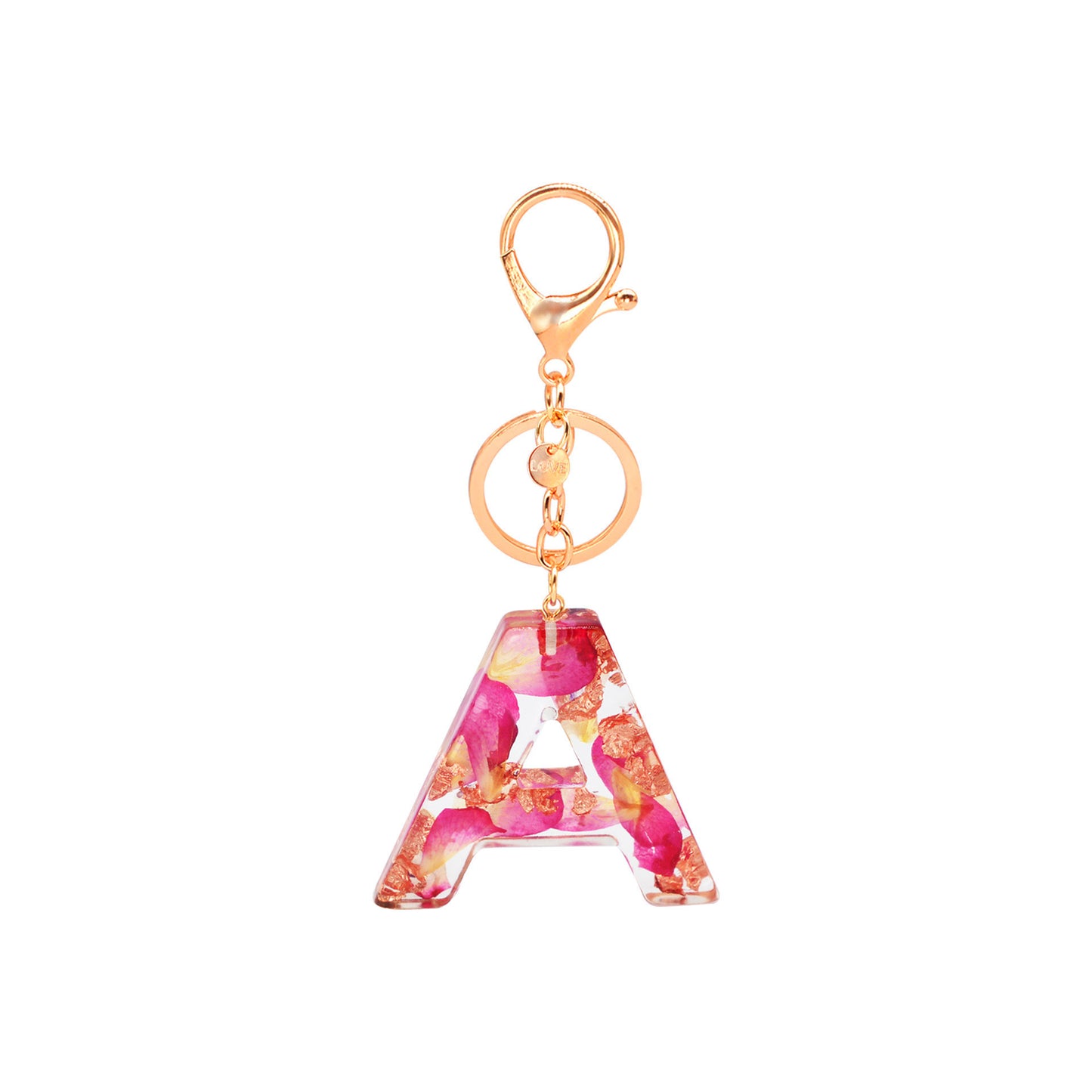 Petal Resin Keychain English Alphabet Pendant