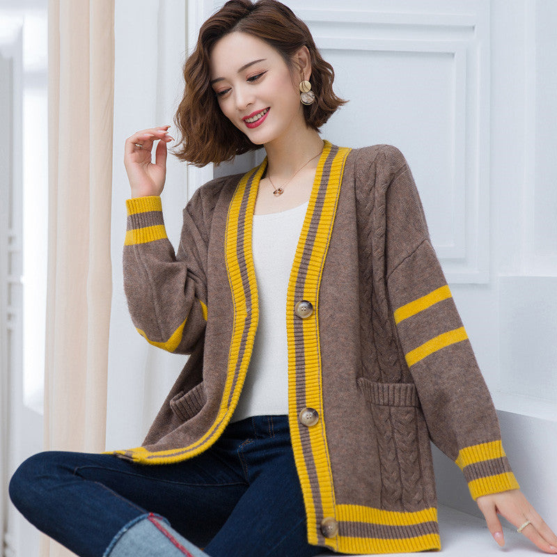 Jacket Pocket Cardigan Korean Wool Outer Wear Shawl