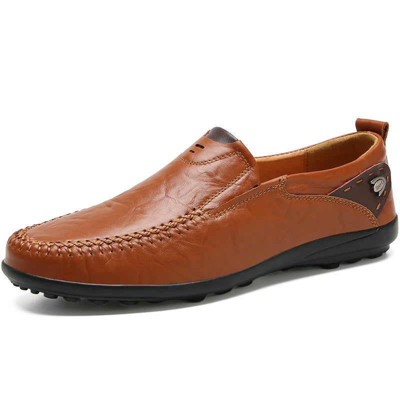 Fashion Peas Shoes Men's Casual Leather Shoes Lazy Shoes With Real Cowhide