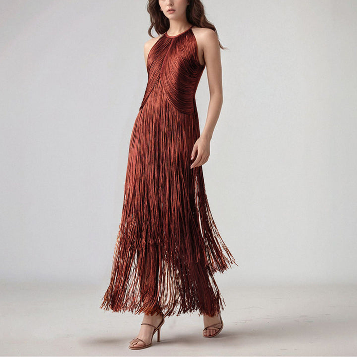 Tassel Sleeveless Waist Bandage One-piece Dress