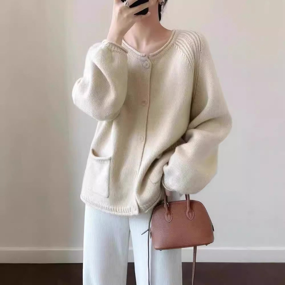 Klein Blue Knitted Cardigan Sweater Coat For Women Early