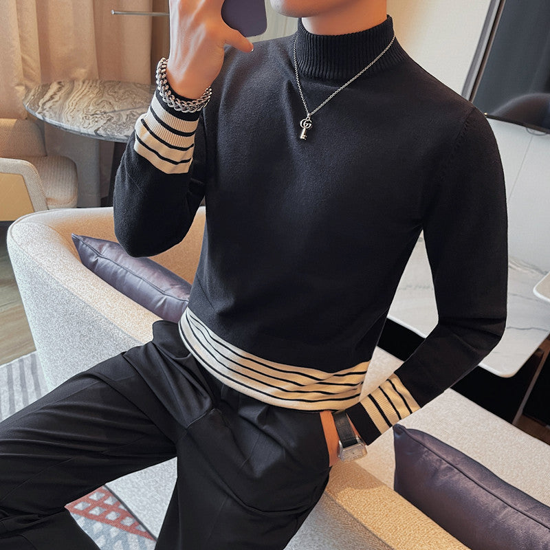 Spring And Autumn Men's Half Turtleneck Casual Sweater Knitwear Urban Top