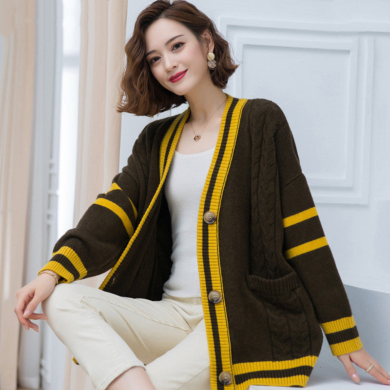Jacket Pocket Cardigan Korean Wool Outer Wear Shawl