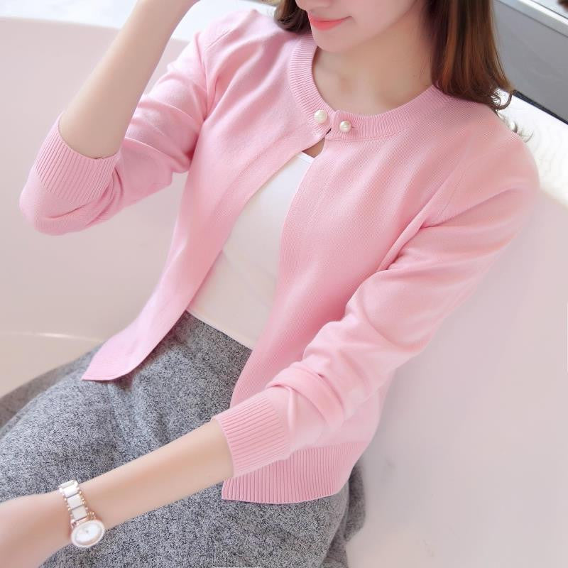 Knit Sweater Women's Thin Cardigan Short Outer Jacket
