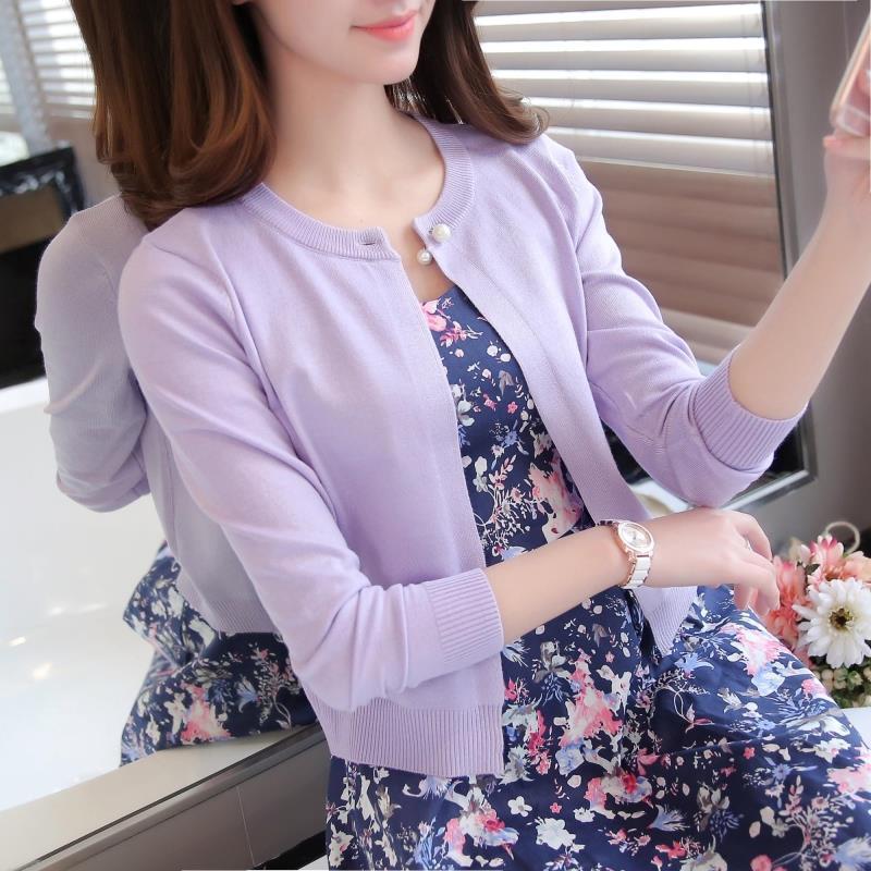 Knit Sweater Women's Thin Cardigan Short Outer Jacket