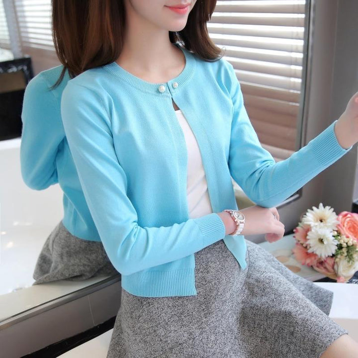 Knit Sweater Women's Thin Cardigan Short Outer Jacket