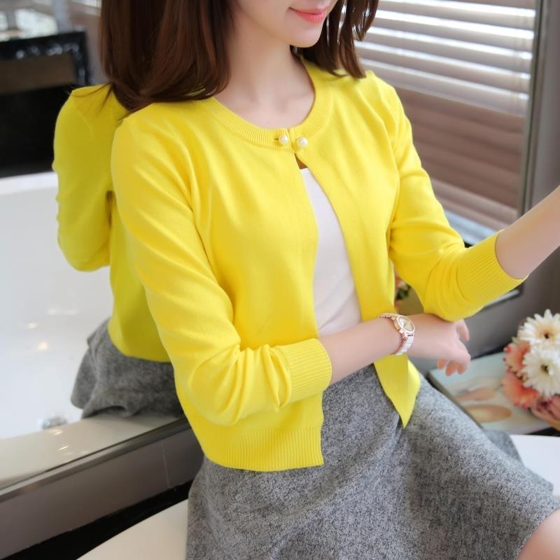 Knit Sweater Women's Thin Cardigan Short Outer Jacket