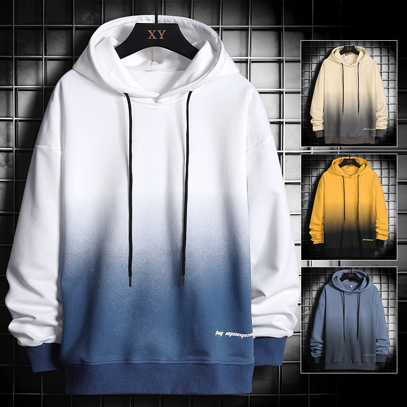 Youth Mesh Hooded Jacket Male Gradient Color Loose Hooded Sweater