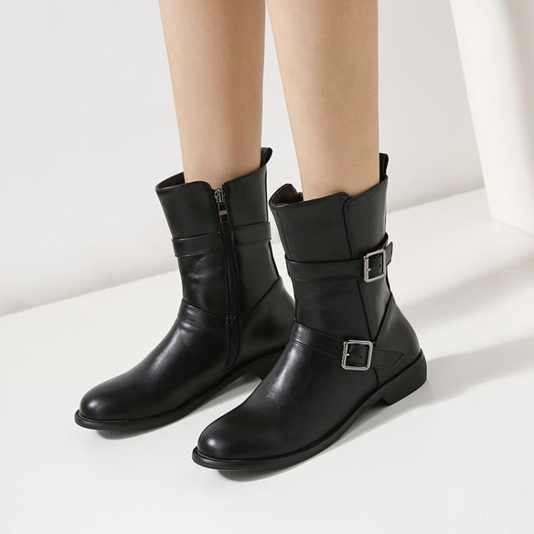 Flat Burgundy Plus Size Casual Martin Boots