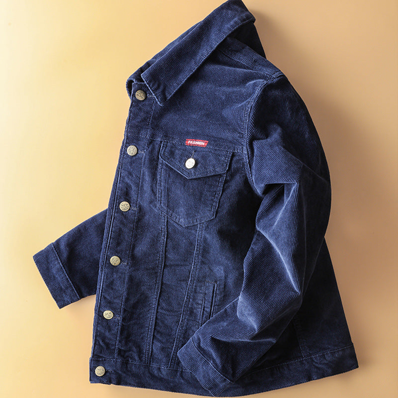 Deng Grass Fleece Jacket Male Youth Tooling Jacket Spring And Autumn Corduroy Fashion Corduroy Jacket Heart