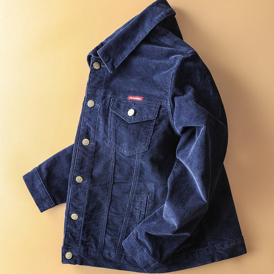 Deng Grass Fleece Jacket Male Youth Tooling Jacket Spring And Autumn Corduroy Fashion Corduroy Jacket Heart