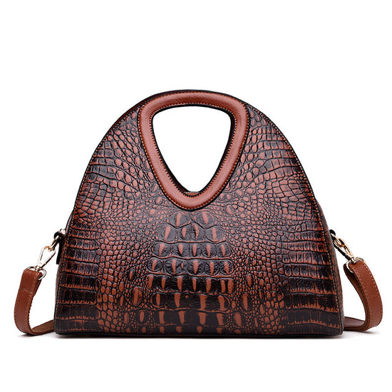 Ladies One Shoulder Crossbody Embossed Soft Leather Tote