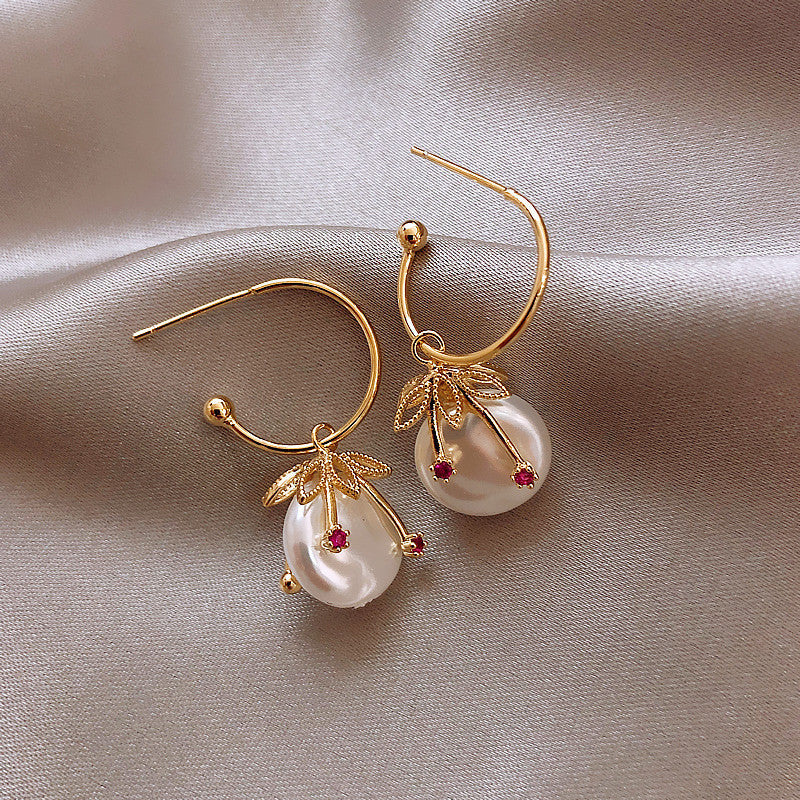 All-match Irregular Pearl Ear Hoop Earrings