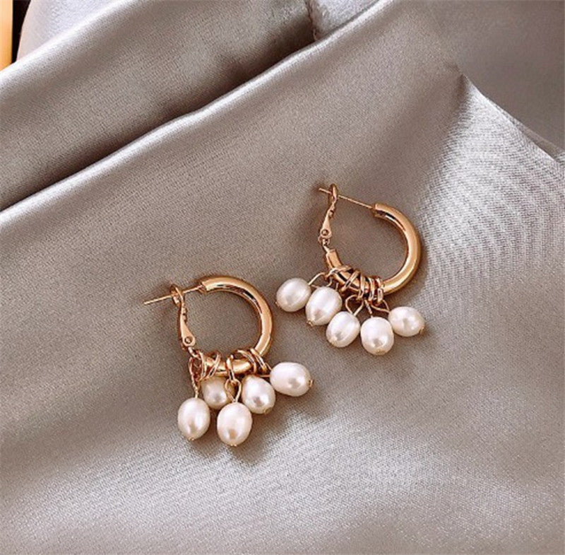 All-match Irregular Pearl Ear Hoop Earrings