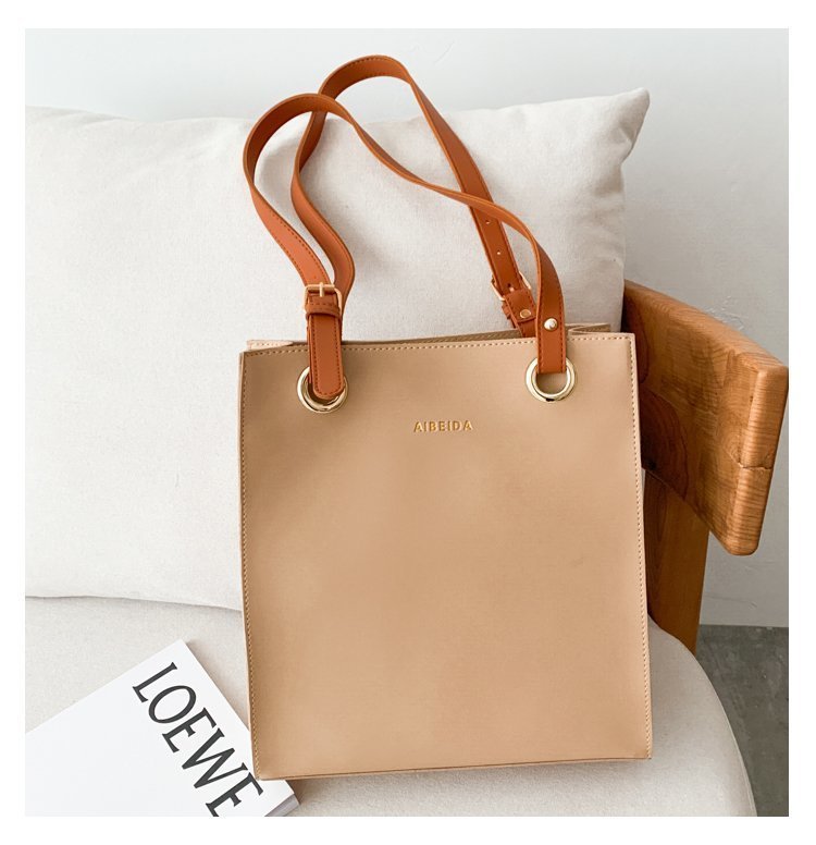 The New Korean Style Trendy Simple Shopping Bag Tote Handbags Casual Shoulder Bag Large-capacity Portable Soft Leather Bag