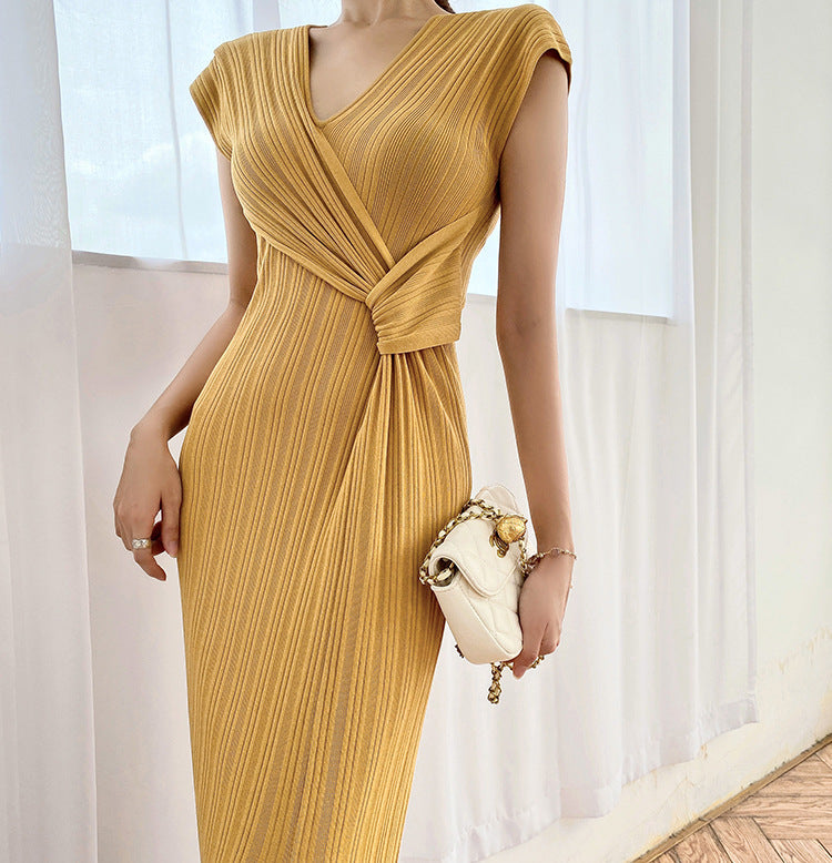 Ice Linen Silk Knit Dress Mid-length Skirt