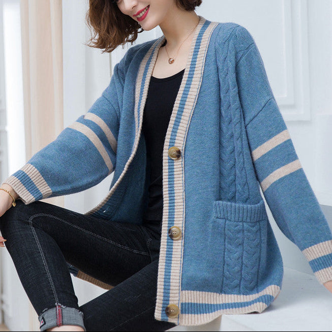 Jacket Pocket Cardigan Korean Wool Outer Wear Shawl