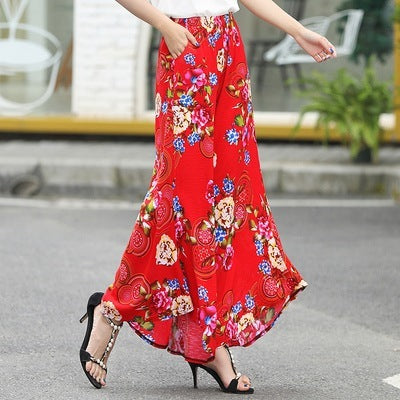 Women's high waist drape large size wide leg pants