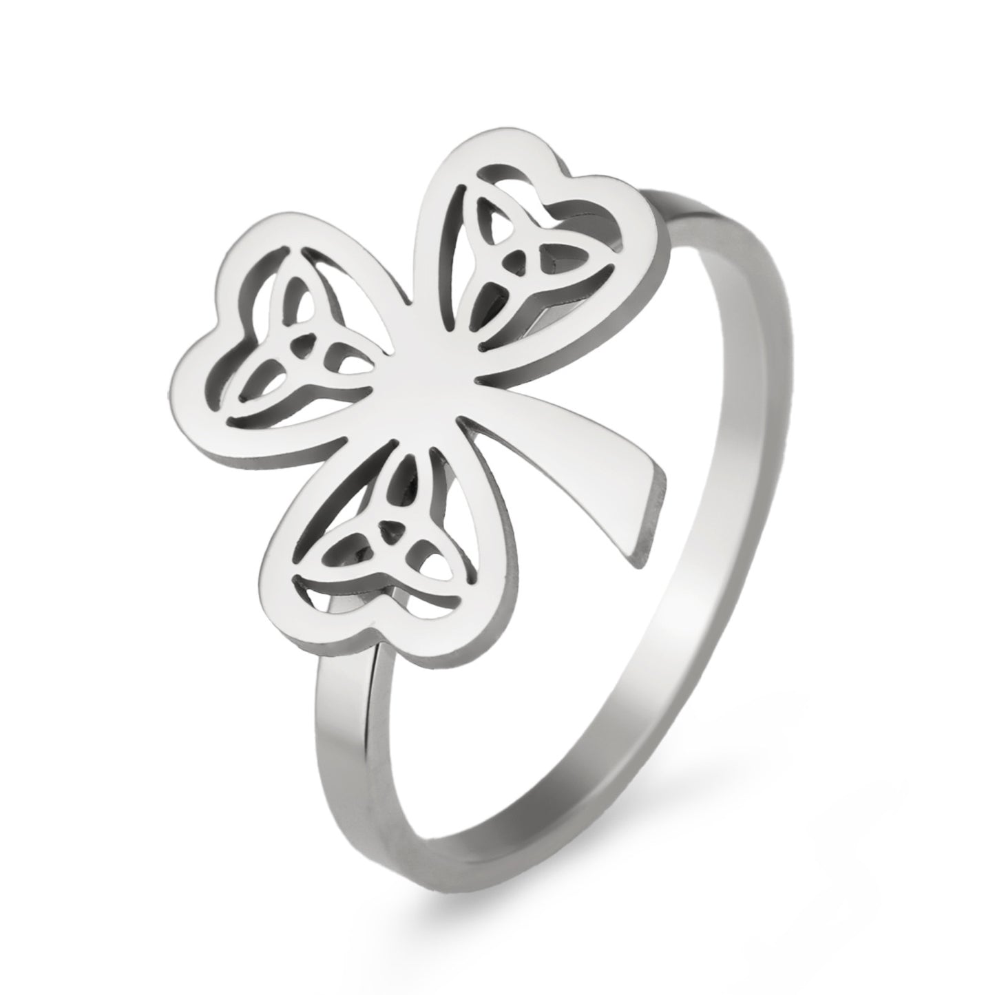 Women's Fashion Stainless Steel Lucky Hollow Ring