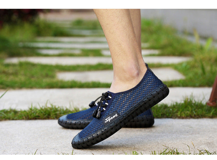 Mesh Summer Breathable Loafers Male Summer Middle-aged Men's Shoes Sandals Mesh Men's Mesh Hollow Out Shoes