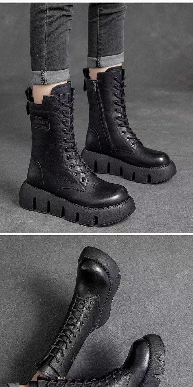 Women's Warm Casual Fashion All-matching Lace-up Cotton Boots