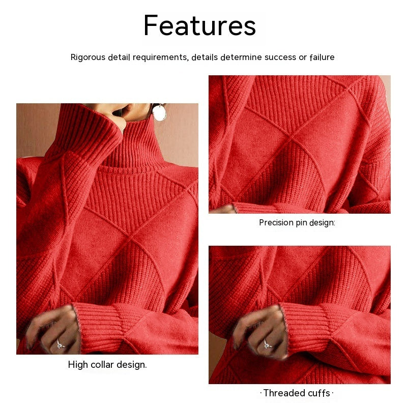 Loose High Collar Warm Sweater Women