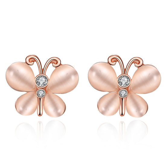 Female cat's eye butterfly earrings