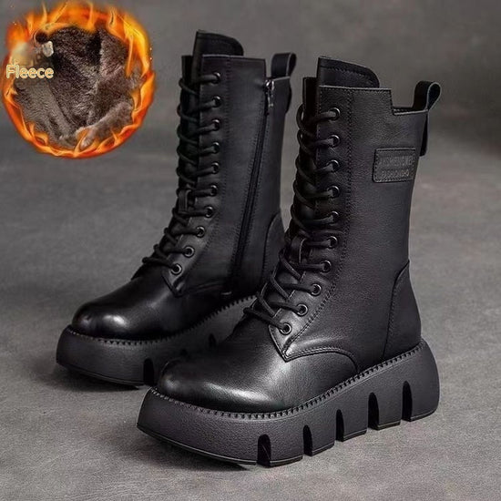 Women's Warm Casual Fashion All-matching Lace-up Cotton Boots