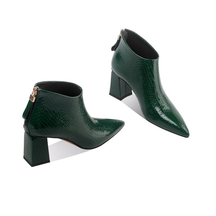 New Pattern Leather Ankle Boots