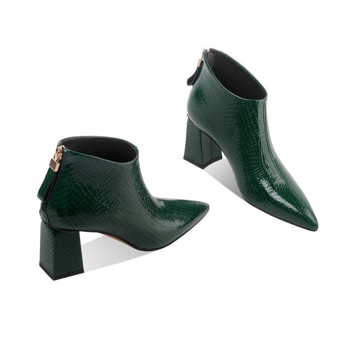 New Pattern Leather Ankle Boots