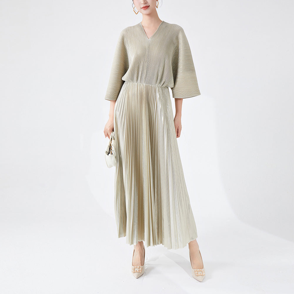 Women's Clothing V-neck Dress Pleated