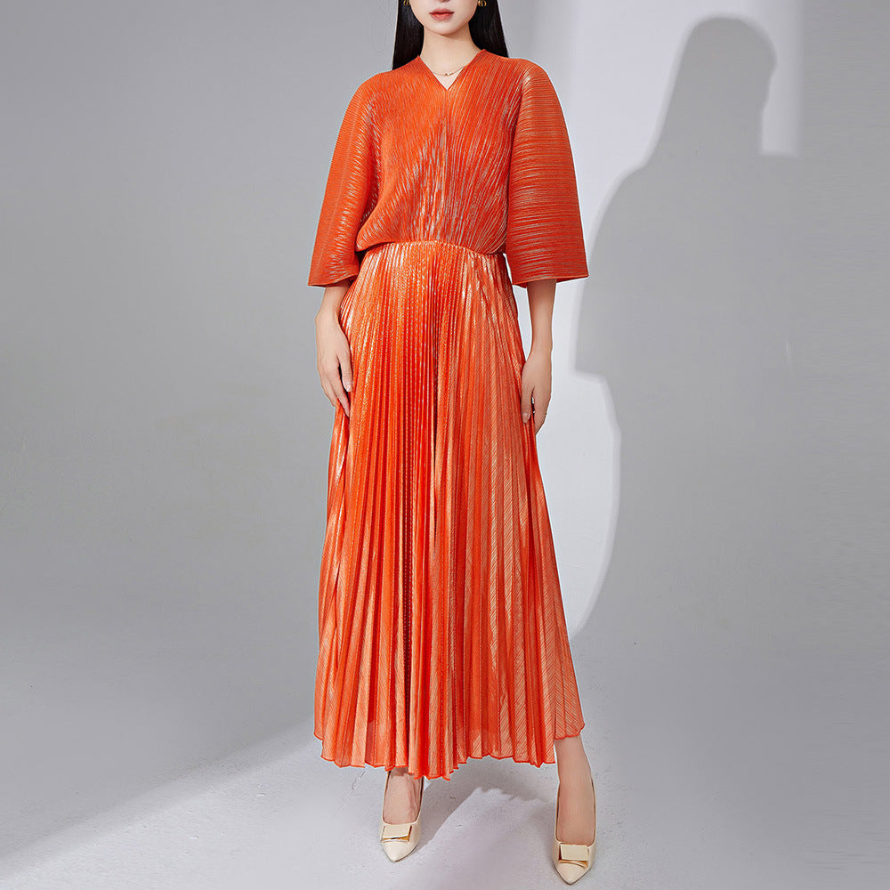 Women's Clothing V-neck Dress Pleated