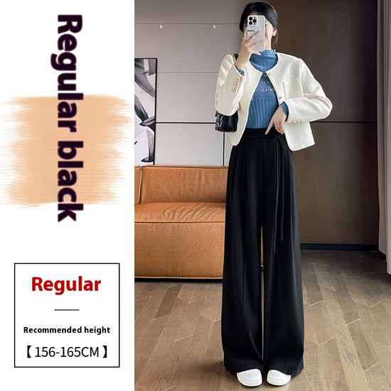 Gray Woolen Pants Women's Draping Thickened High Waist Slimming Loose