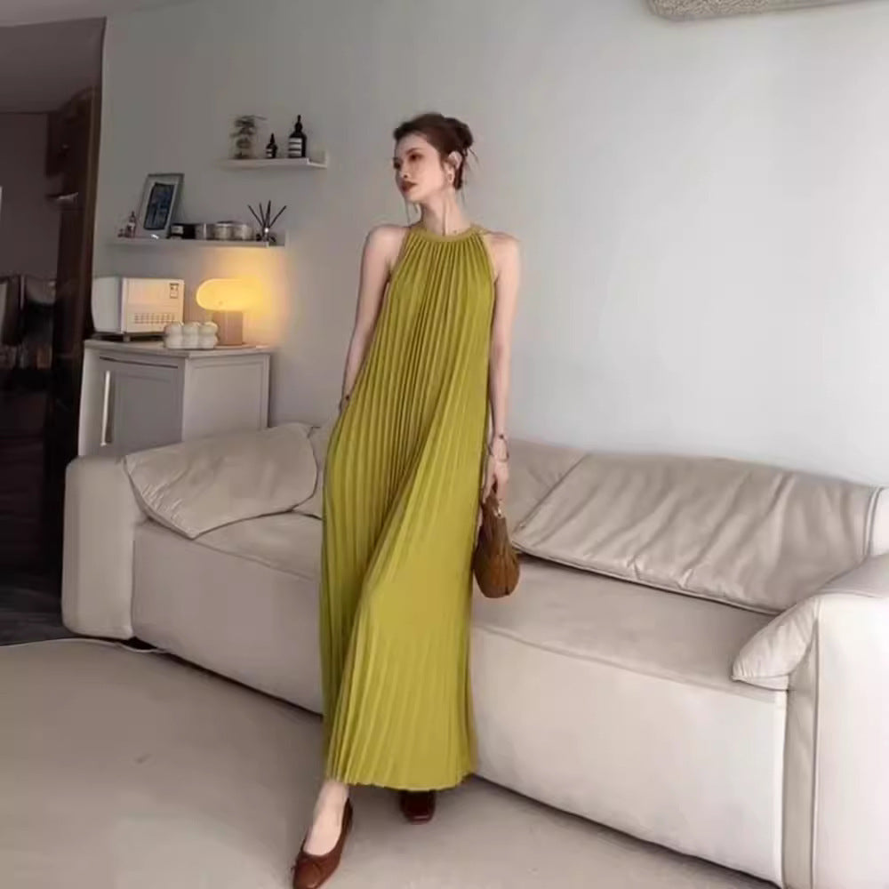 French Sleeveless Halter Dress Women's Summer