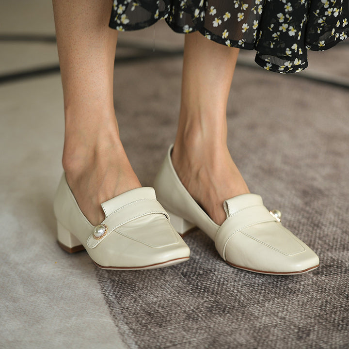 Deep mouth square flat shoes women's loafers