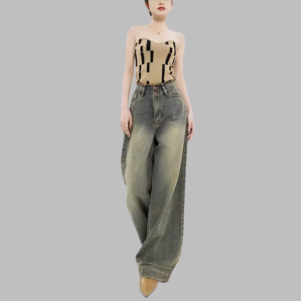 Retro Nostalgic Wide-leg Jeans For Women Summer