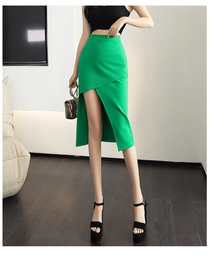 Leg-exposed High Waist Irregular A- Line Skirt