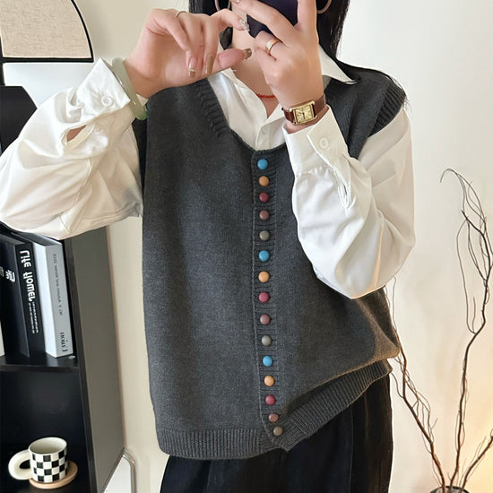 Knitted Vest Women's Spring And Autumn Outer Wear Cardigan